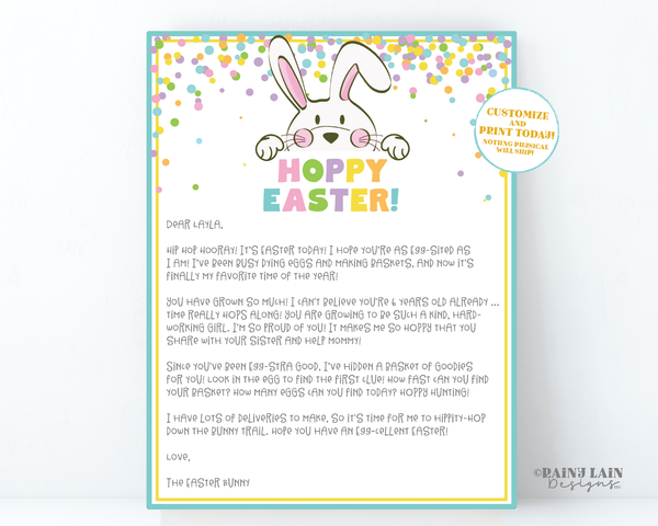 Easter Bunny Letter Editable Letter from the Easter Bunny Easter Printable Easter Egg Hunt Printables Easter Scavenger Hunt Printable