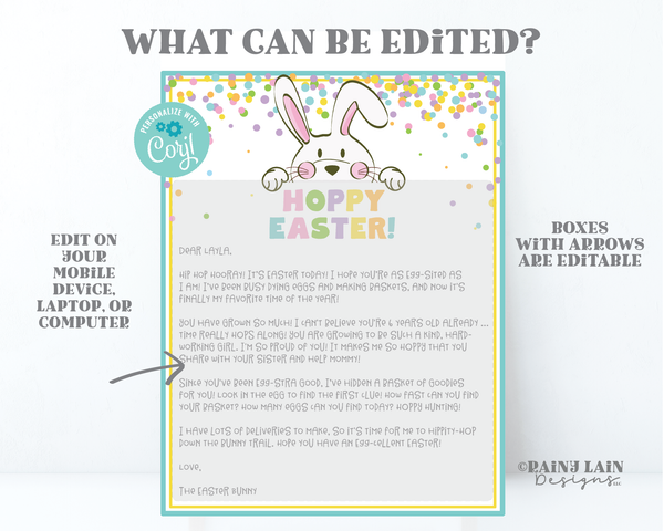 Easter Bunny Letter Editable Letter from the Easter Bunny Easter Printable Easter Egg Hunt Printables Easter Scavenger Hunt Printable