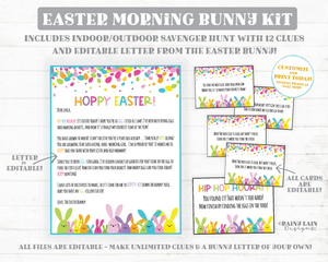 Easter Scavenger Hunt Easter Bunny Letter from the Easter Bunny Treasure Hunt for Kids Easter Egg Hunt Printable Kit Bunny Clue Cards Game