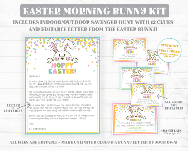 Easter Scavenger Hunt Easter Bunny Letter Easter Egg Hunt Bunny Clue Cards Letter from the Easter Bunny Kids Treasure Hunt Printable