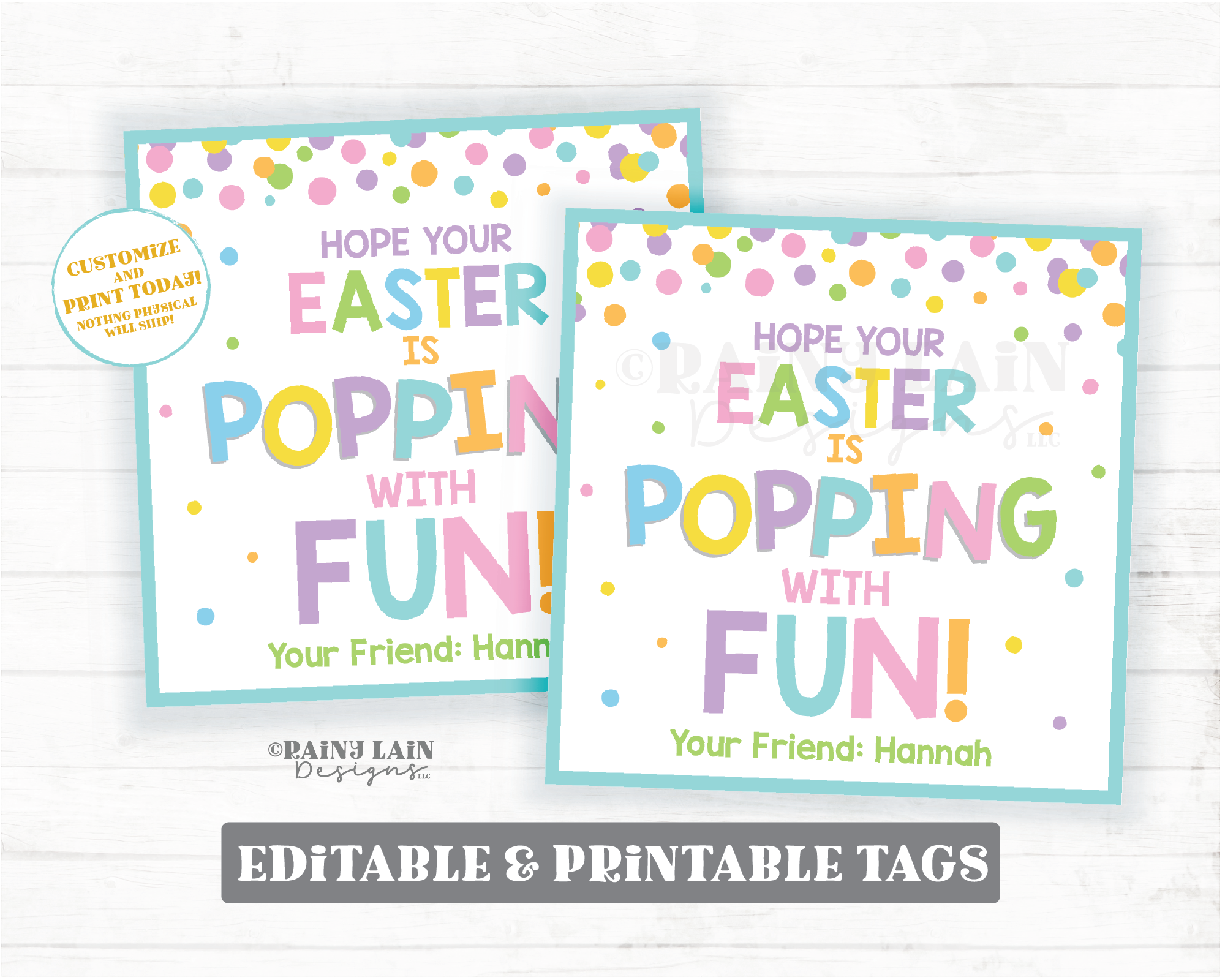 Crazy Straw Easter Gift Printable Tag, Easter Egg, Gift Tag, Party Favor,  Easter Gift for Kids, School Gift, Easter, Just Add Confetti 