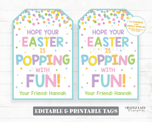 Hope your Easter is Popping with Fun Tags Spring Gift Tags Popcorn Pop Fidget Preschool Classroom Printable Kids Teacher Spring Break Favor