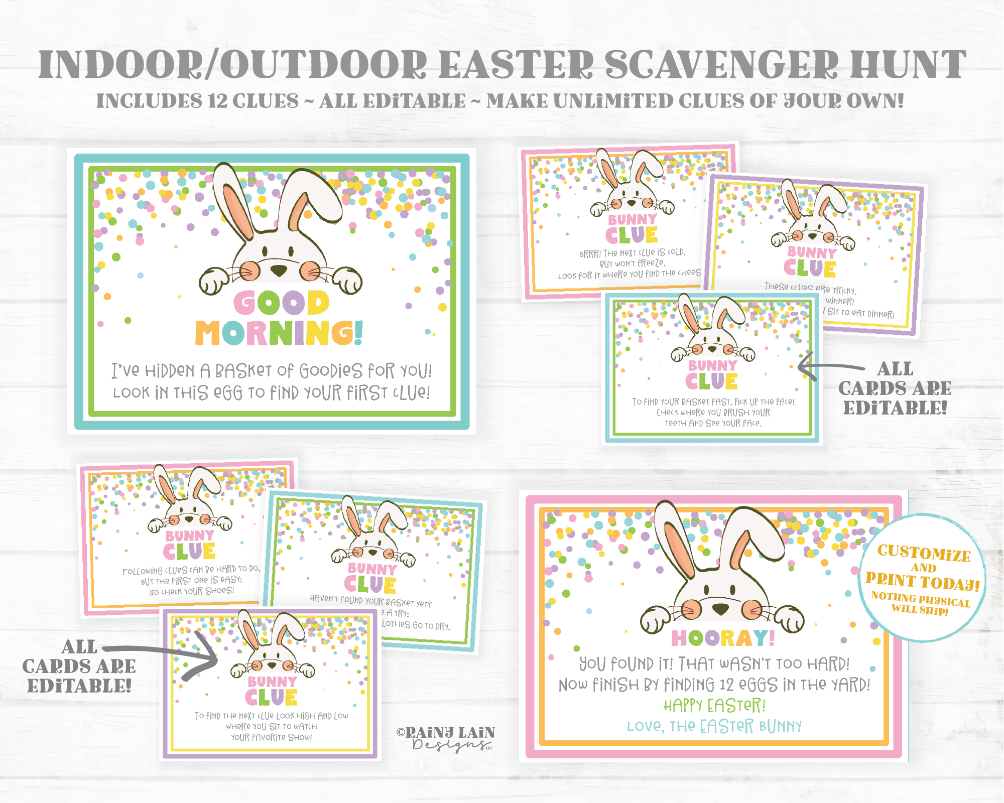 Easter Scavenger Hunt Easter Treasure Hunt Easter Egg Hunt Printables Bunny Clues Notes from the Easter Bunny Scavenger Hunt Printable