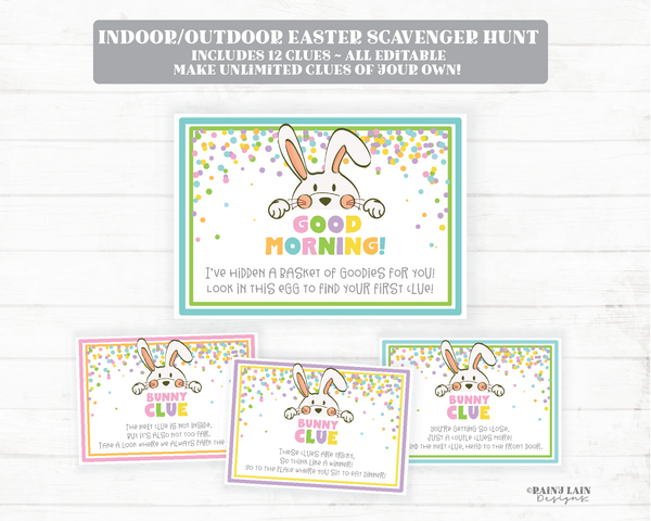 Easter Scavenger Hunt Easter Treasure Hunt Easter Egg Hunt Printables Bunny Clues Notes from the Easter Bunny Scavenger Hunt Printable