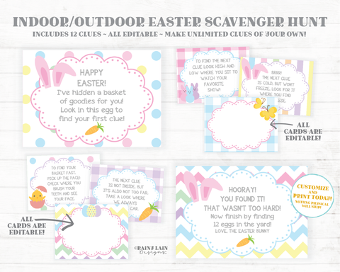 Easter Scavenger Hunt Easter Egg Hunt Printables Easter Treasure Hunt Bunny Clues Notes from the Easter Bunny Scavenger Hunt Printable
