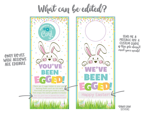 You've Been Egged Door Hangers Printable You've Been Egged Sign, Easter Printable Easter Activity, Social Distancing Egg Hunt Activity