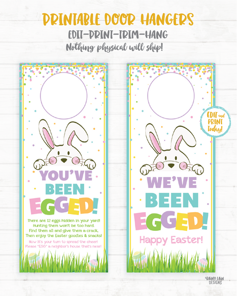 You've Been Egged Door Hangers Printable You've Been Egged Sign, Easter Printable Easter Activity, Social Distancing Egg Hunt Activity
