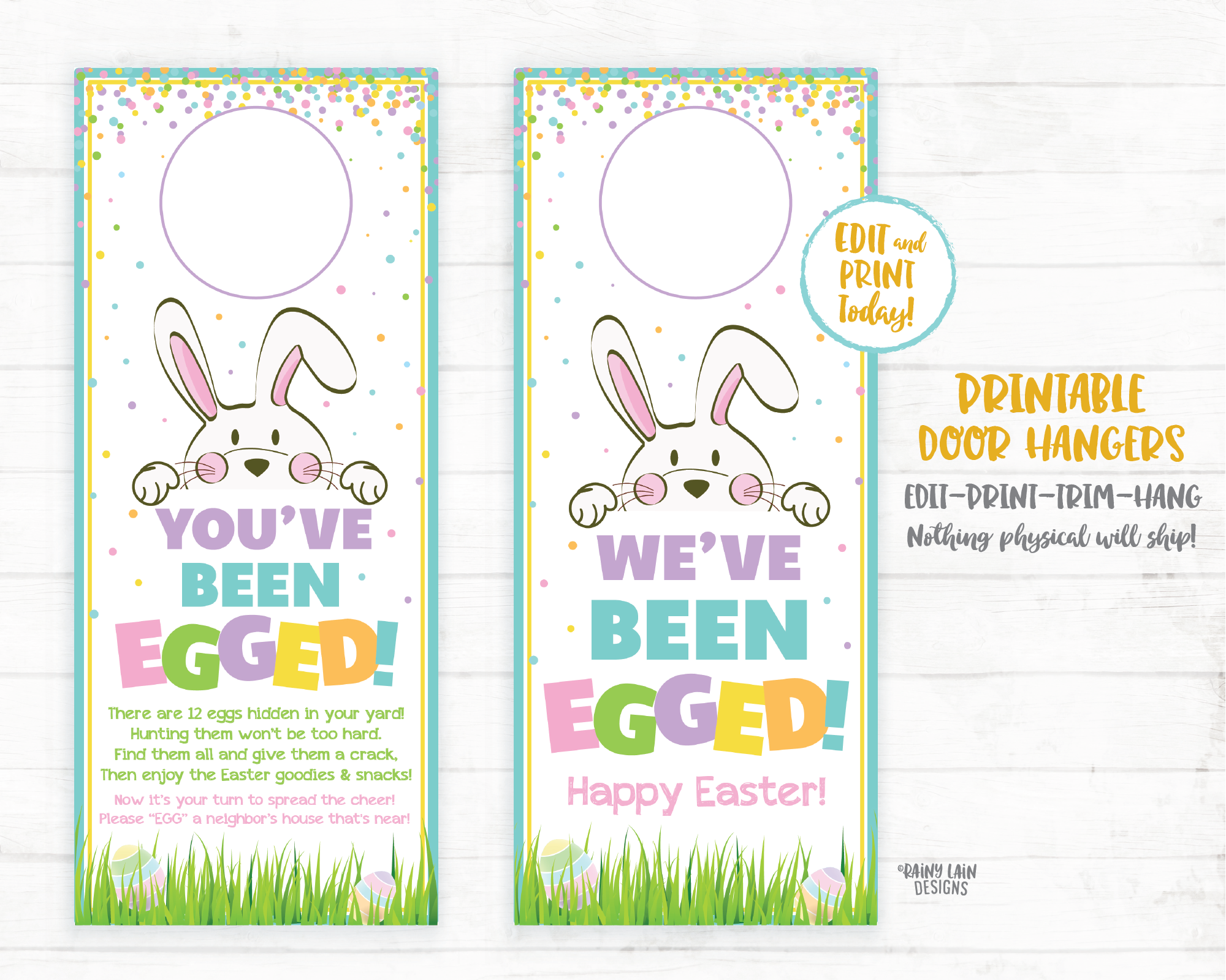 You've Been Egged Door Hangers Printable You've Been Egged Sign, Easter Printable Easter Activity, Social Distancing Egg Hunt Activity