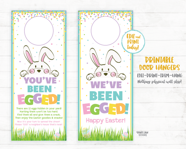 You've Been Egged Door Hangers Printable You've Been Egged Sign, Easter Printable Easter Activity, Social Distancing Egg Hunt Activity