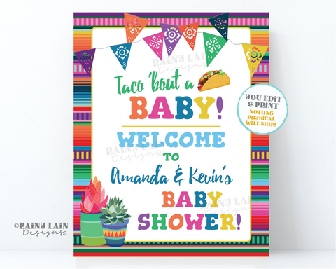 Fiesta Baby Shower Welcome Sign, Taco Bout a Baby Sign, Baby Fiesta Welcome Sign, Succulent Welcome, Cactus Welcome, Serape, Papel Picado