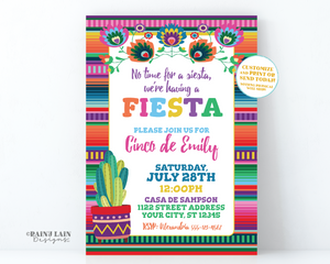 5th birthday Fiesta Invite Cinco Fiesta Invitation Cinco de Mayo Theme Invite Mexican Fiesta Fiesta Birthday Invite Cactus Serape Floral