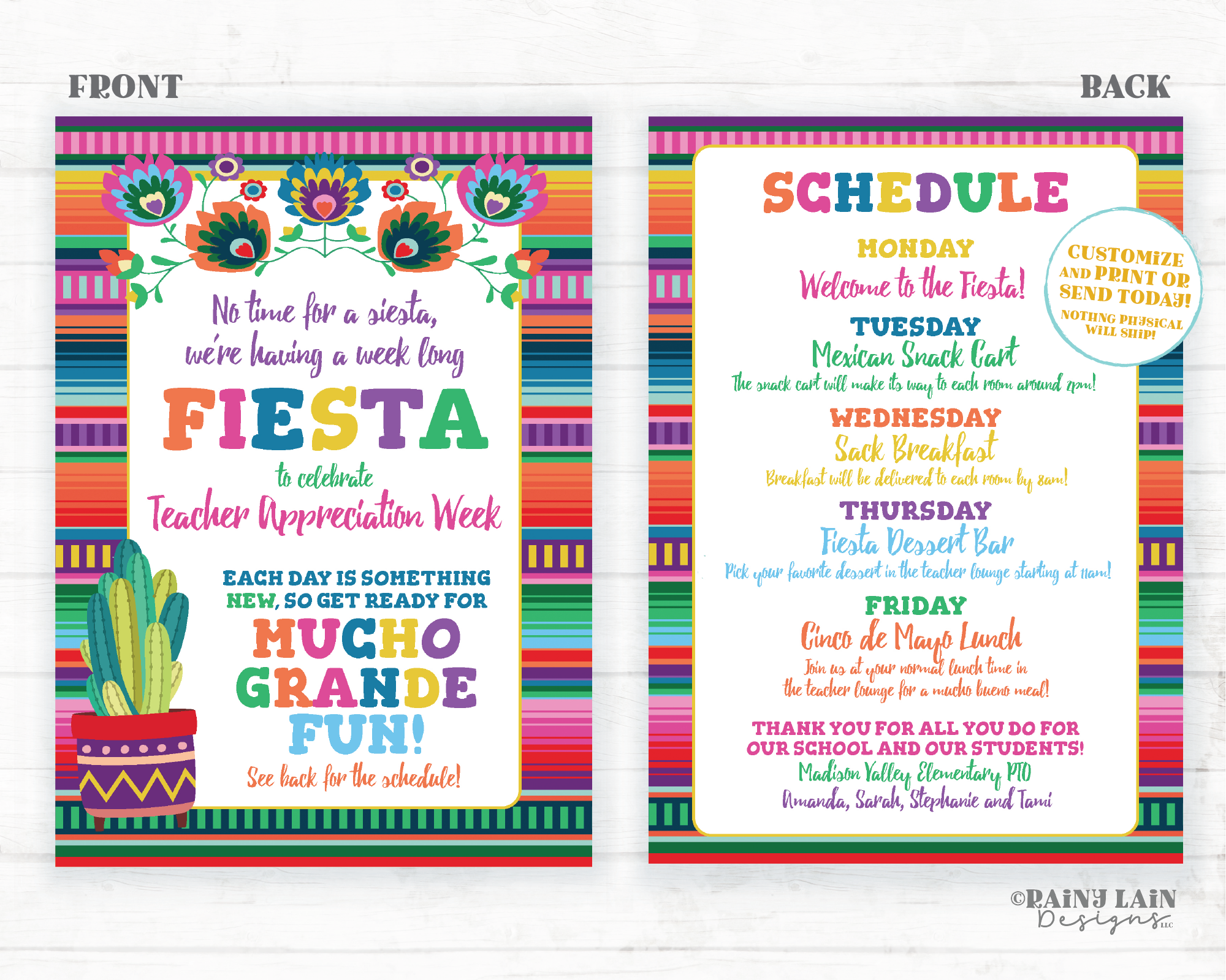 Teacher Appreciation Invitation Teacher Appreciation Week Schedule No Time to Siesta Teacher Appreciation Flyer Nacho Average Itinerary