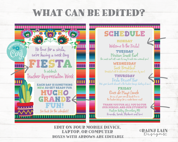 Teacher Appreciation Invitation Teacher Appreciation Week Schedule No Time to Siesta Teacher Appreciation Flyer Nacho Average Itinerary