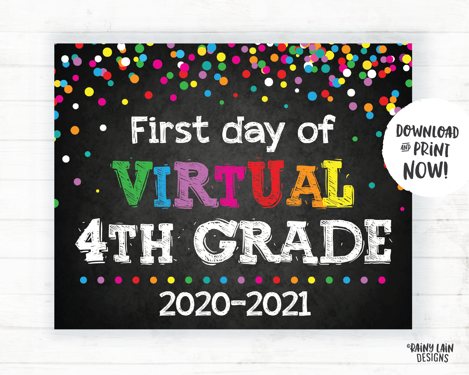 First Day of Virtual 4th grade Sign, Virtual School Sign, E-Learning, Online School, Distance Learning, Home School, First Day of School