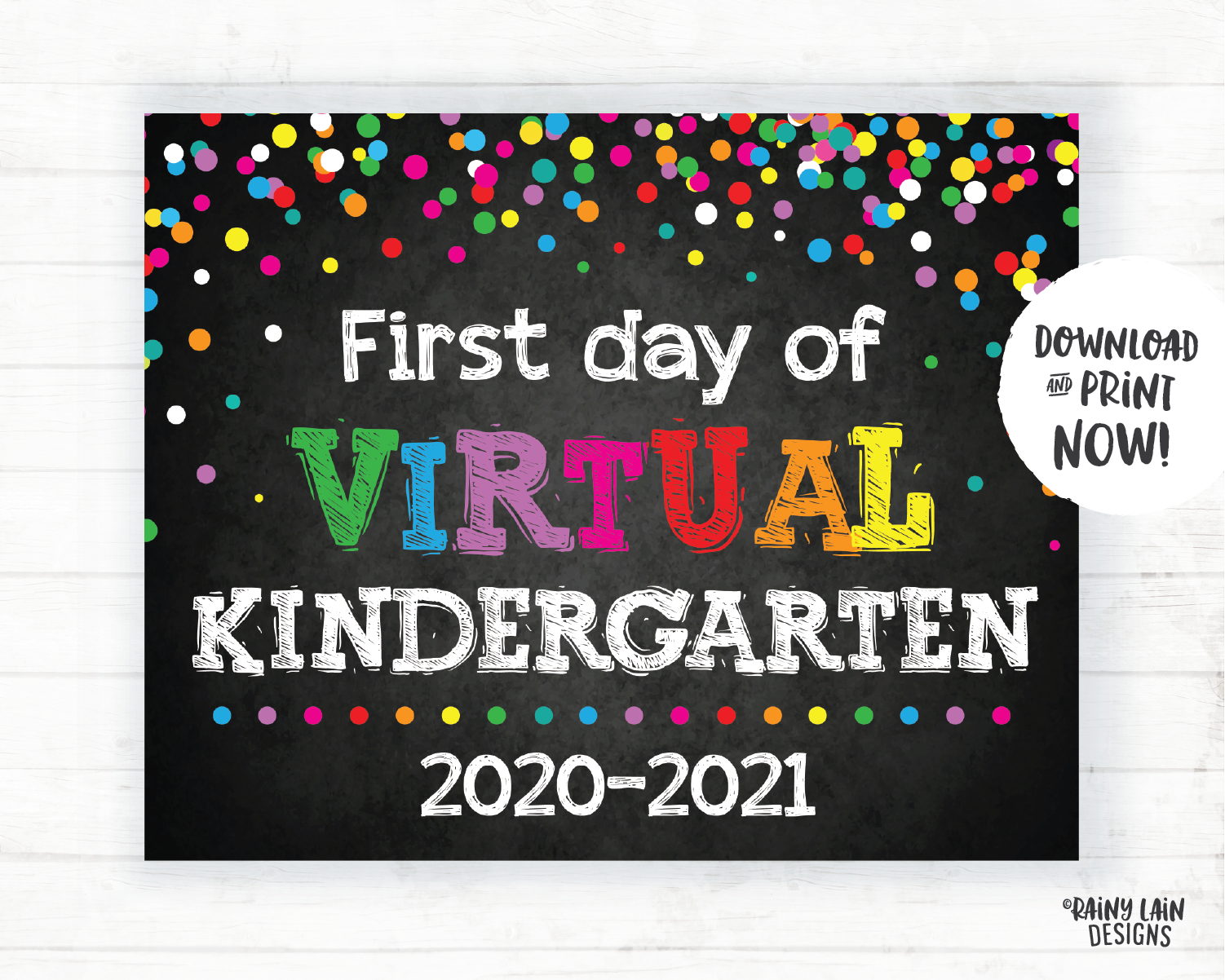 First Day of Virtual Kindergarten Sign, Virtual School Sign, E-Learning, Online School, Distance Learning, Home School, First Day of School