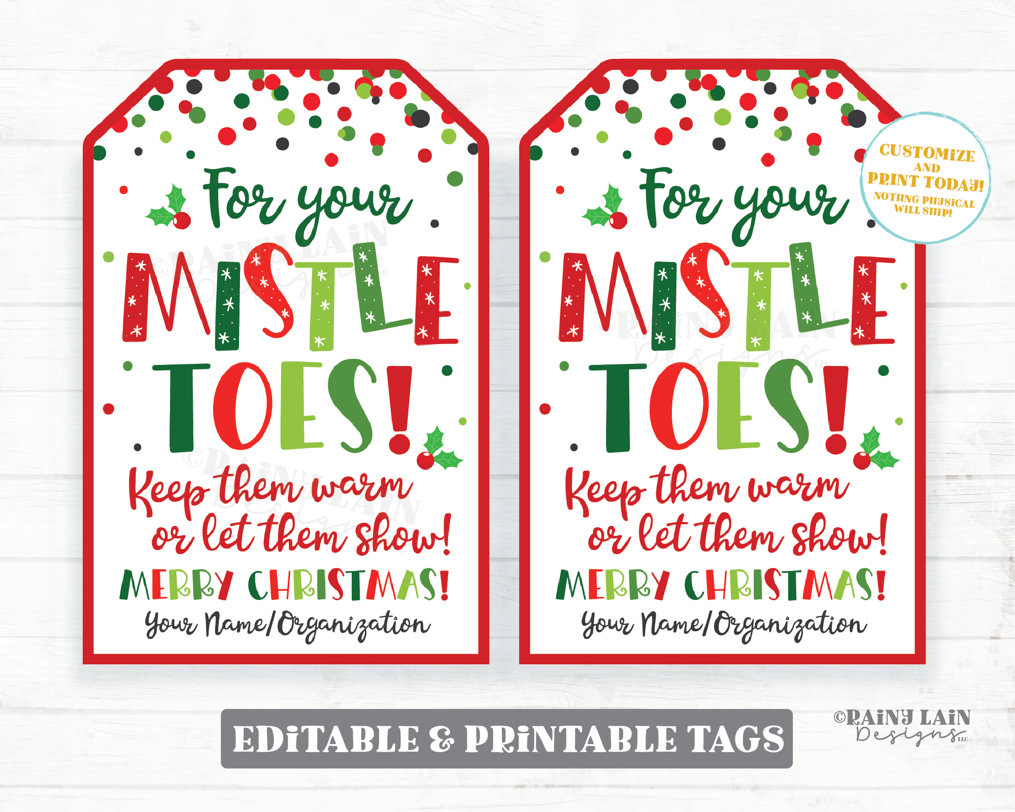 For your Mistle Toes Christmas Gift Tag Socks Gift Pedicure Nail Polish Manicure Set Holiday Gift Tags Friend Daycare Teacher Thank you