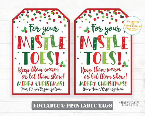 For your Mistle Toes Christmas Gift Tag Socks Gift Pedicure Nail Polish Manicure Set Holiday Gift Tags Friend Daycare Teacher Thank you