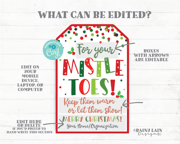 For your Mistle Toes Christmas Gift Tag Socks Gift Pedicure Nail Polish Manicure Set Holiday Gift Tags Friend Daycare Teacher Thank you