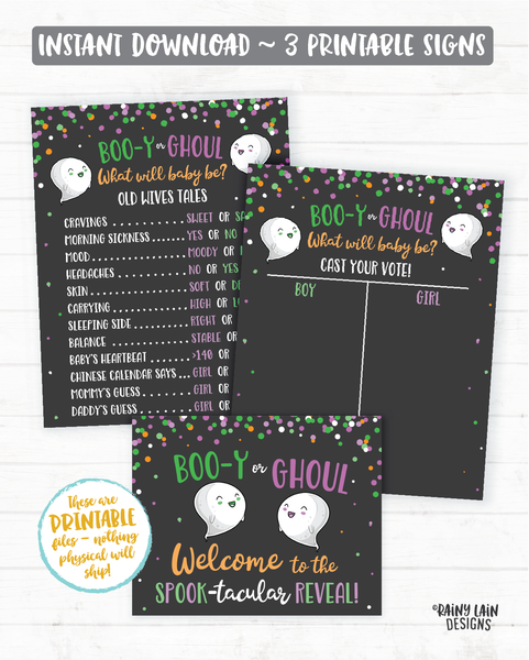 Halloween Gender Reveal Signs Old Wives Tales Sign Gender Voting Poster Ghost Gender Reveal Welcome Booy or Ghoul Gender Reveal Decoration