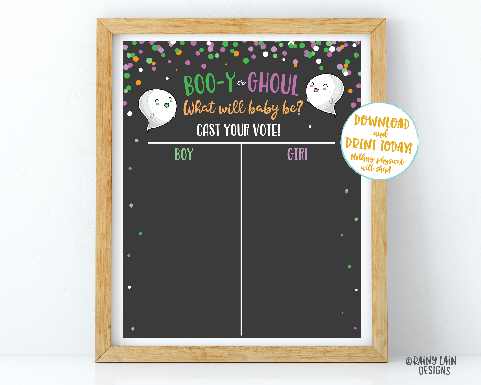 Halloween Gender Voting Sign, Halloween Gender Reveal Vote Poster Booy or Ghoul Gender Reveal Party Ghost Gender Reveal, Ghost Gender Voting