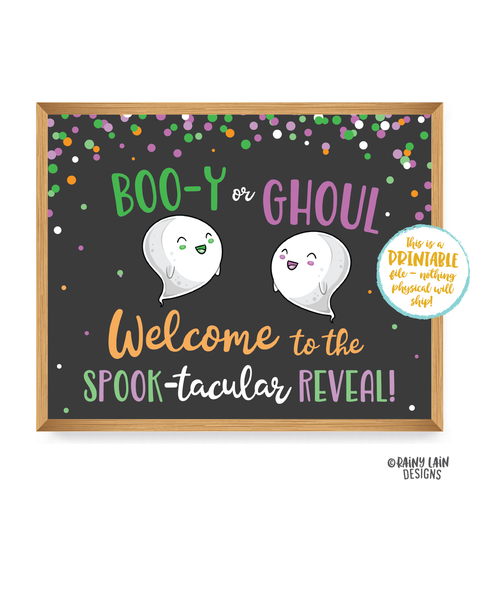 Halloween Gender Reveal Signs Old Wives Tales Sign Gender Voting Poster Ghost Gender Reveal Welcome Booy or Ghoul Gender Reveal Decoration