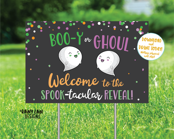 Halloween Gender Reveal Signs Old Wives Tales Sign Gender Voting Poster Ghost Gender Reveal Yard Sign Booy or Ghoul Gender Reveal Decoration