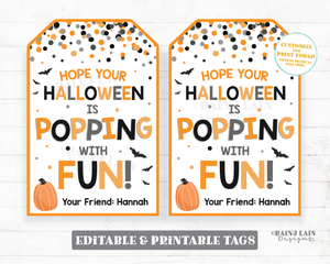 Halloween Pop Gift Tag Halloween is Popping with Fun Tag Halloween Fidget Toys Student Classroom Preschool Kids Popcorn Editable Tag