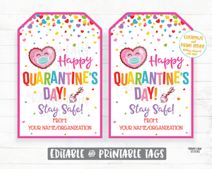 Happy Quarantine's Day Tag Valentine's Day 2021 Gift Tag Face Mask Tag Friend Co-Worker Staff Teacher Mask Tag Kids Valentine Printable