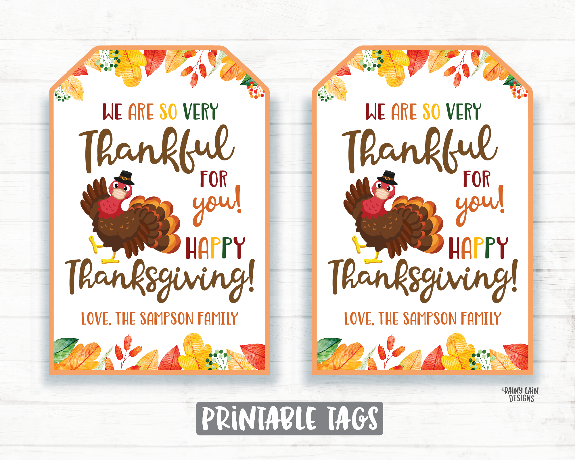 So Very Thankful for you Tag Thanksgiving 2020 Tag Face Mask Gift Tag Employee Appreciation Company Essential Staff Teacher Turkey with mask