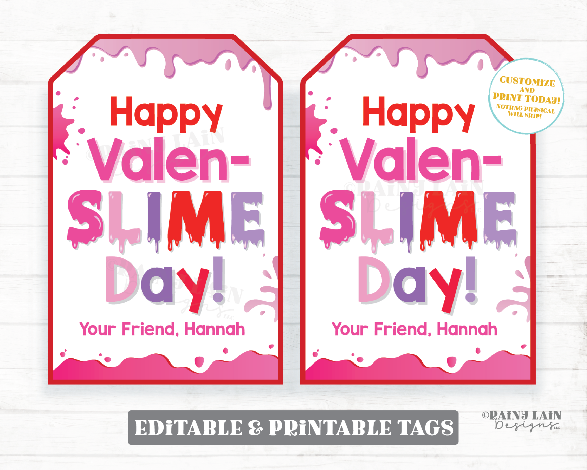 Happy Valen-Slime Day Tag Slime Valentine Tag Butter Slime Galaxy Color Make Your Own ValenSlime Preschool Classroom Printable Kid Non-Candy