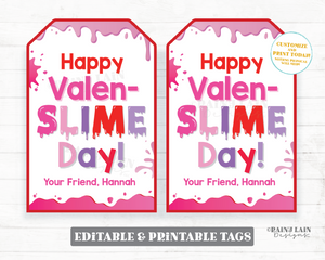 Happy Valen-Slime Day Tag Slime Valentine Tag Butter Slime Galaxy Color Make Your Own ValenSlime Preschool Classroom Printable Kid Non-Candy