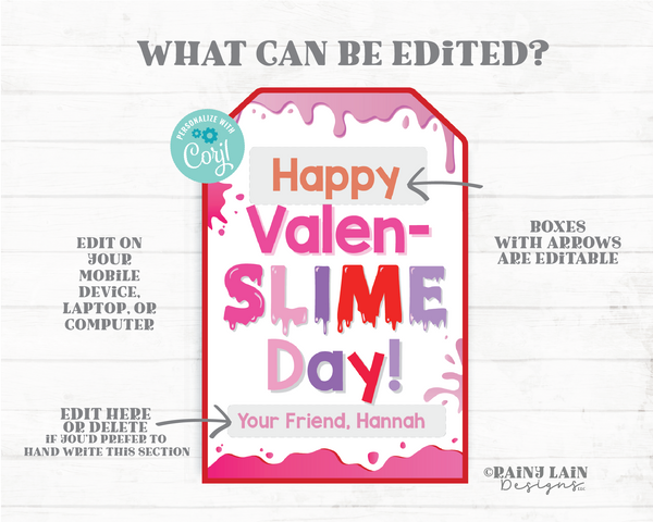 Happy Valen-Slime Day Tag Slime Valentine Tag Butter Slime Galaxy Color Make Your Own ValenSlime Preschool Classroom Printable Kid Non-Candy