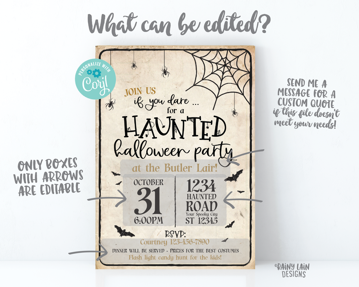 Haunted Halloween Party Invitation, Haunted Invitation, Halloween part ...