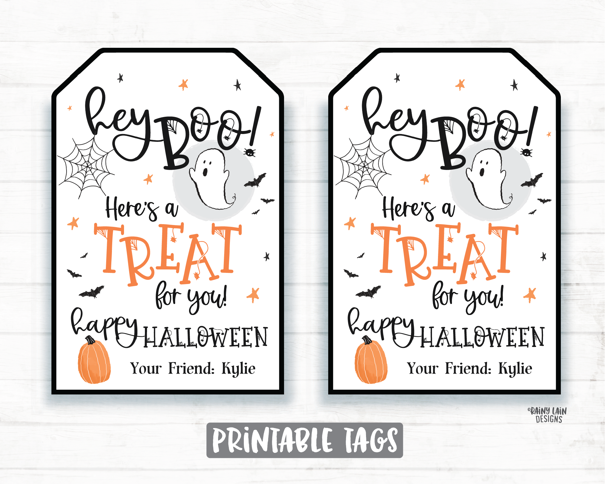 Hey Boo Here's a Treat for you Tags Halloween Printable Halloween Tag – Rainy Lain Designs LLC for Halloween Treat Tags Free Printable