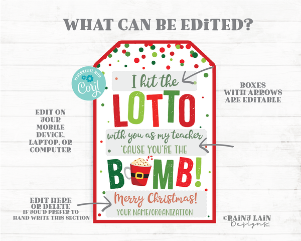 Hit the lotto with you You're the bomb tag Christmas Lottery Ticket Hot Cocoa Bomb Chocolate Co-Worker Teacher Staff Employee Gift Idea
