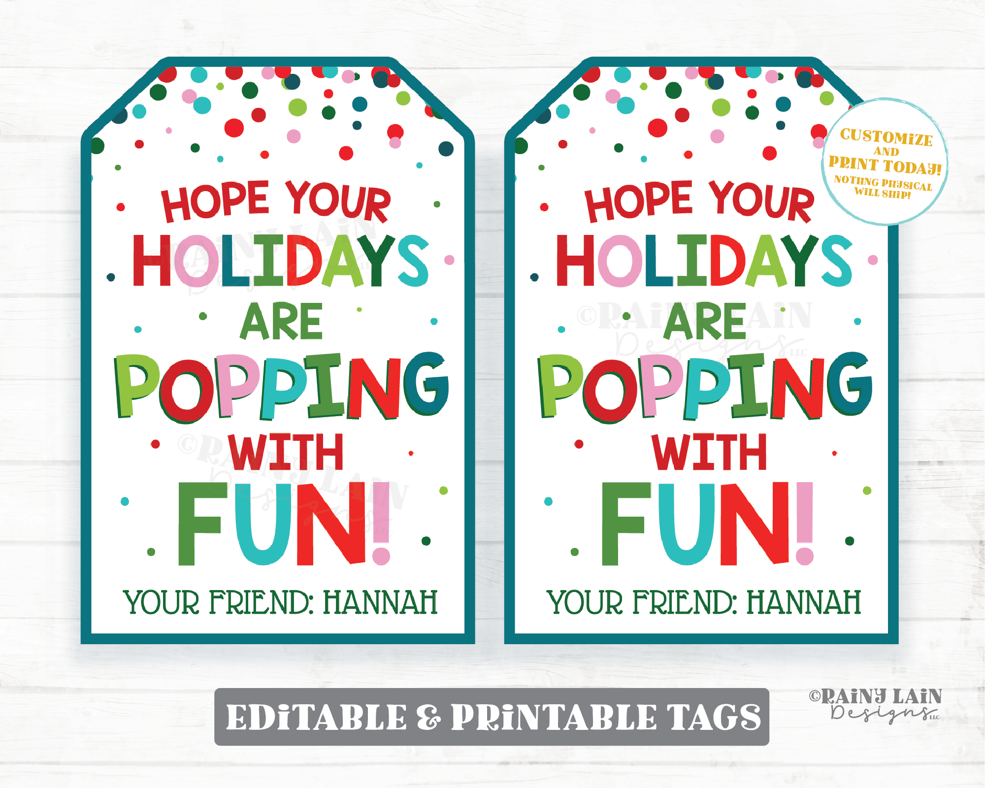 Holiday Pop It Gift Tag Holidays are Popping with Fun Tag Christmas Popit Fidget Toys Student Classroom Preschool Kids Editable Tag