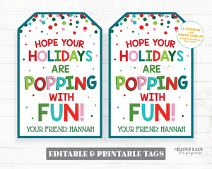 Holiday Pop It Gift Tag Holidays are Popping with Fun Tag Christmas Popit Fidget Toys Student Classroom Preschool Kids Editable Tag