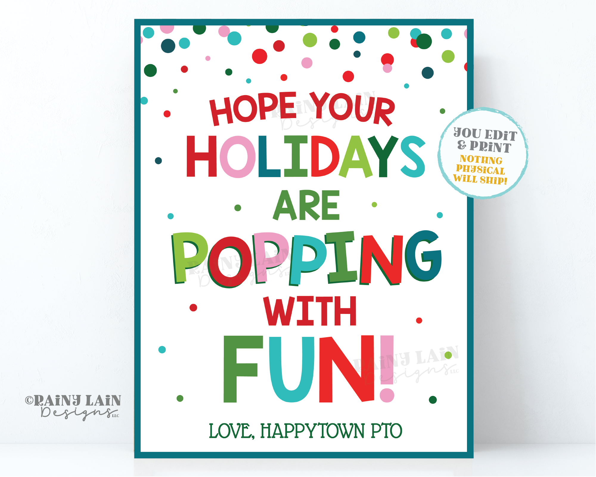 Holidays Popping with Fun Sign Christmas Appreciation Sign Employee Company Staff Teacher Thank you Popcorn Lounge Room Soda Pop Sign