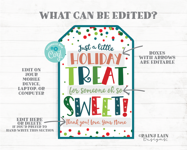 Holiday Treat for someone Oh So Sweet Tag Holiday Appreciation Gift Tags Christmas Favor Employee Company Staff Teacher Thank you Treat tag