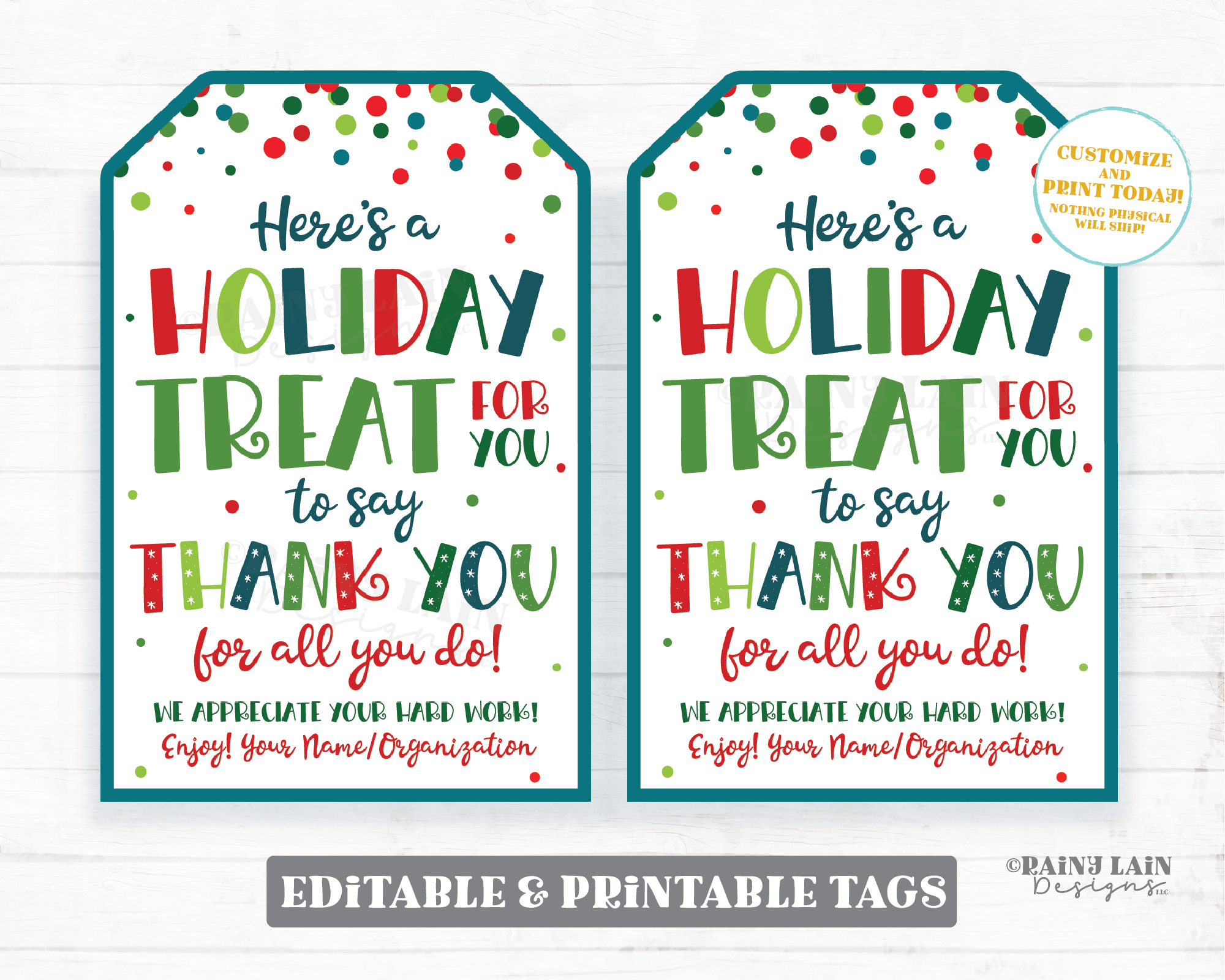 Thank you for all you do Christmas tag Appreciate Holiday Gift Tags Ch –  Rainy Lain Designs LLC