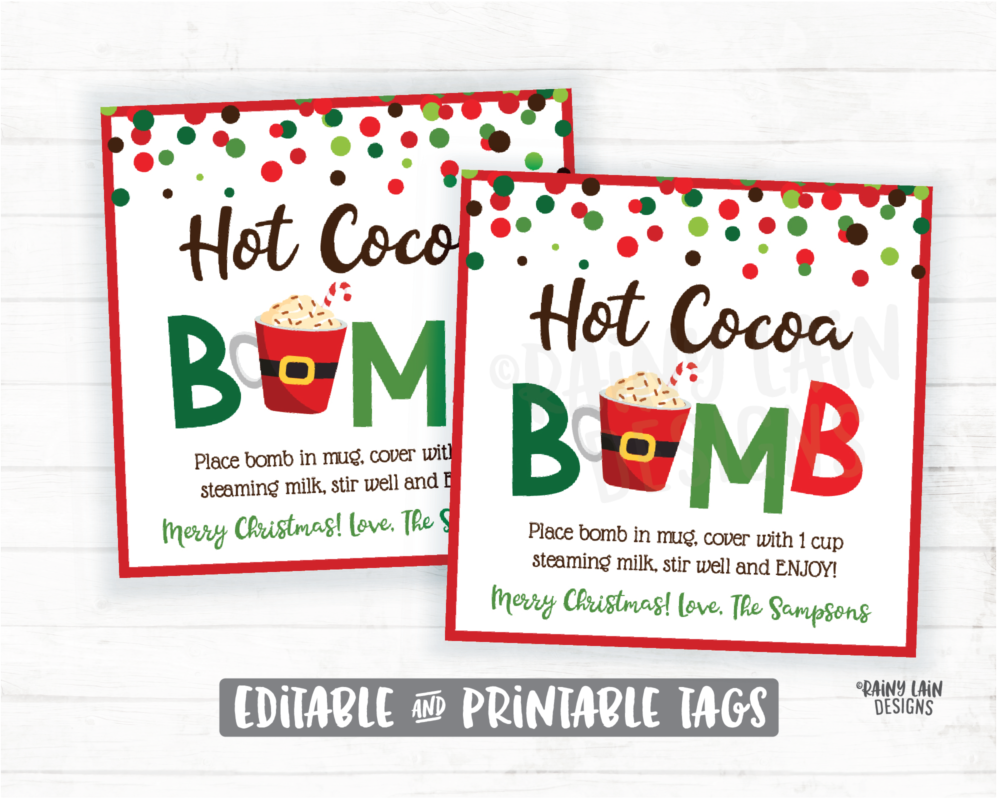Editable Cocoa Bomb Tags Christmas Hot Cocoa Bomb Tag Peppermint Hot Chocolate Bomb Tags Homemade Cocoa Bomb Holiday Gift Tags Christmas Tag
