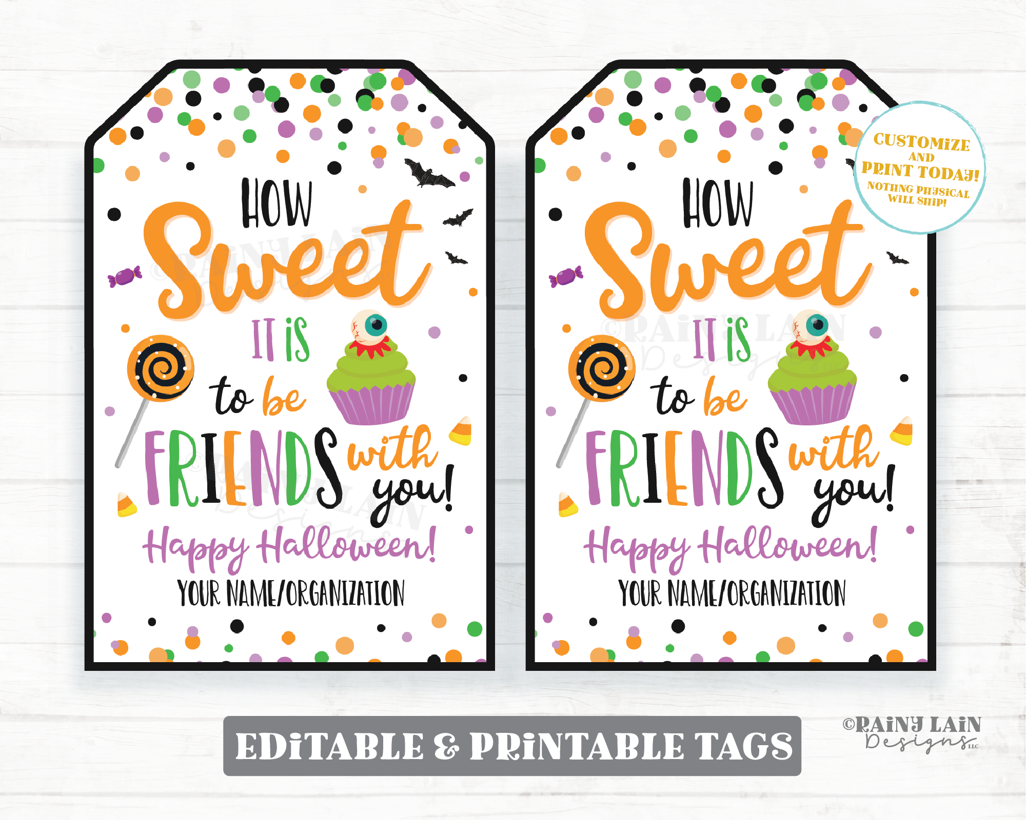 How sweet it is to be friends with you tag Halloween Friend Co-Worker Sweets Treats Classroom Preschool Classmate Gift Tags Printable