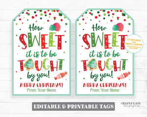 Teacher Christmas Gift Tag How sweet it is to be taught by you tag Teacher Appreciation Holiday School Staff Thank you tag Printable