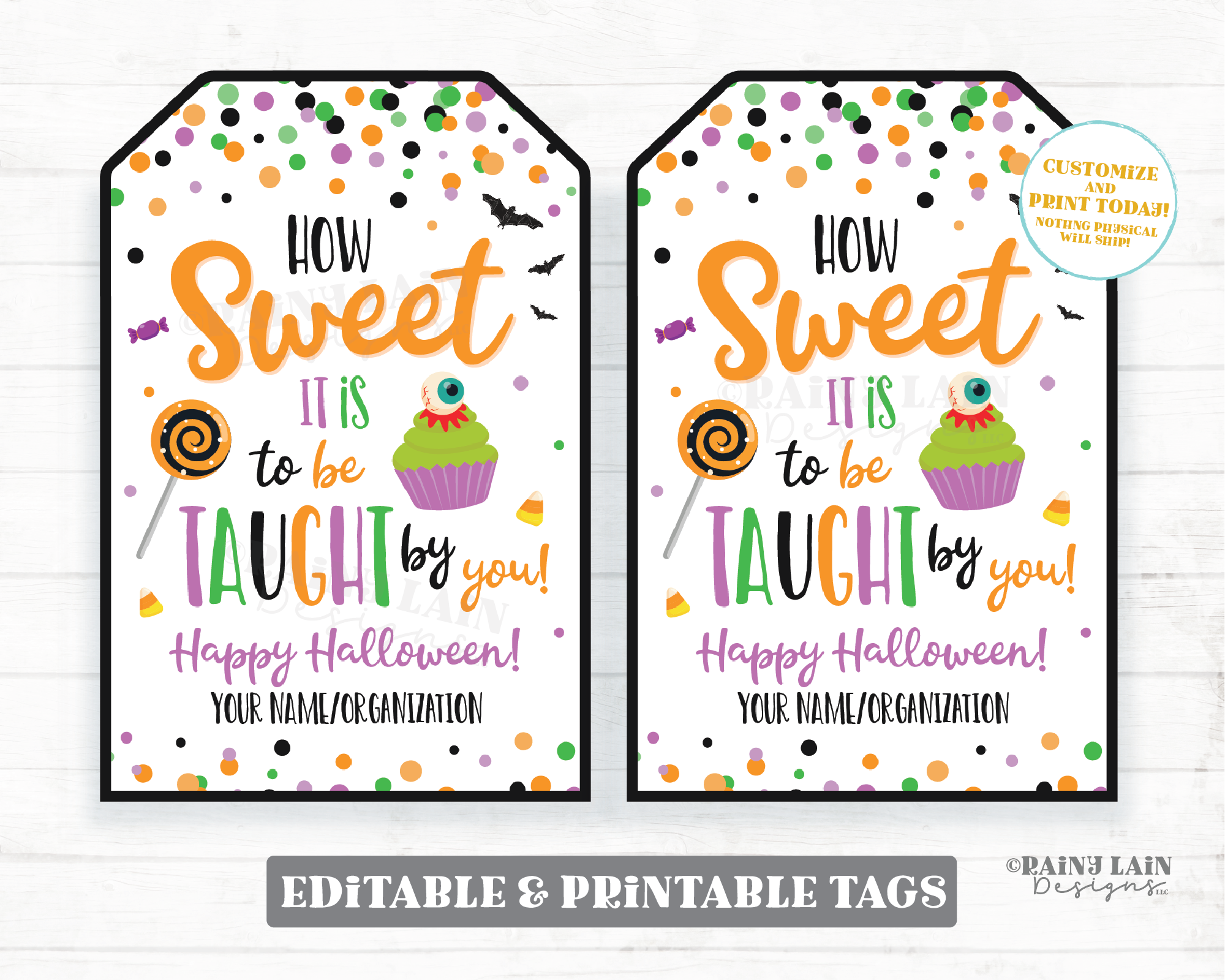 Teacher Halloween Gift Tag How sweet it is to be taught by you tag Teacher Appreciation Halloween School Staff Thank you tag Printable