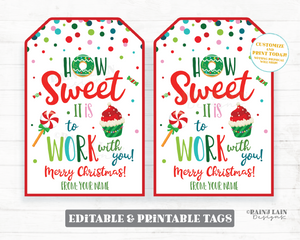 How Sweet it is to Work with you Christmas Gift Tag Staff Appreciation Co-Worker Company Holiday Sweets Tag Employee Teacher Principal