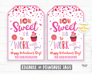 How Sweet it is to Work with you Valentine's Day Gift Tag Staff Appreciation Co-Worker Company Frontline Worker Employee Teacher Principal
