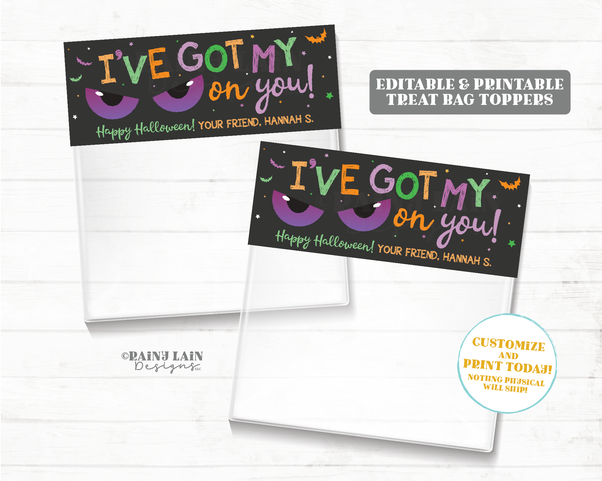 I've got my eye on you Halloween zip sandwich bag topper Tag Favor Fold over Teacher School Classroom Student Preschool Friend Classmate PTO