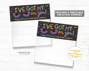 I've got my eye on you Halloween zip sandwich bag topper Tag Favor Fold over Teacher School Classroom Student Preschool Friend Classmate PTO