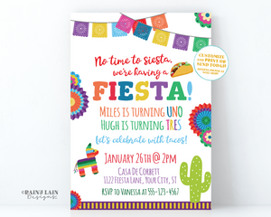 Joint Birthday Fiesta Invite, Sibling Fiesta Invitation, Joint Birthday Party Invitation, No time to siesta we're having a fiesta, Piñata