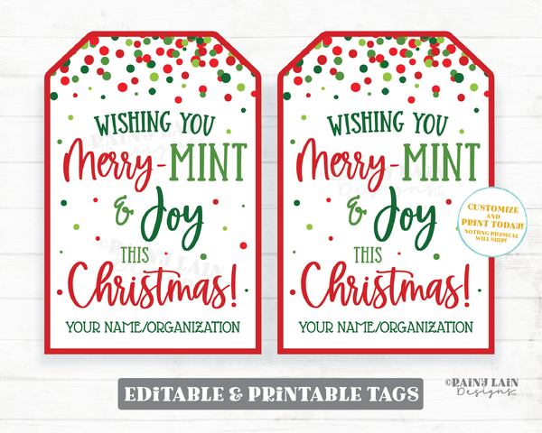 Merry-Mint and Joy this Christmas Tag Holiday Mint Thank you Appreciation Gift Employee Company Staff Teacher Thank you PTO Neighbor Hostess